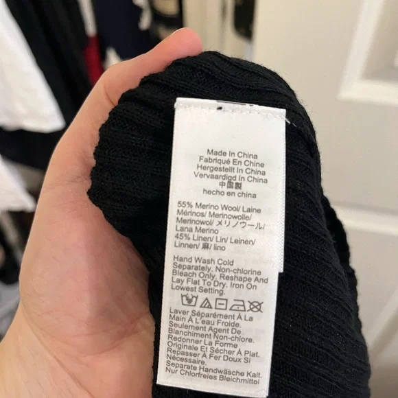 J. Crew Merino Wool Linen Blend Black Ribbed V-Neck Tank - Picture 5 of 5